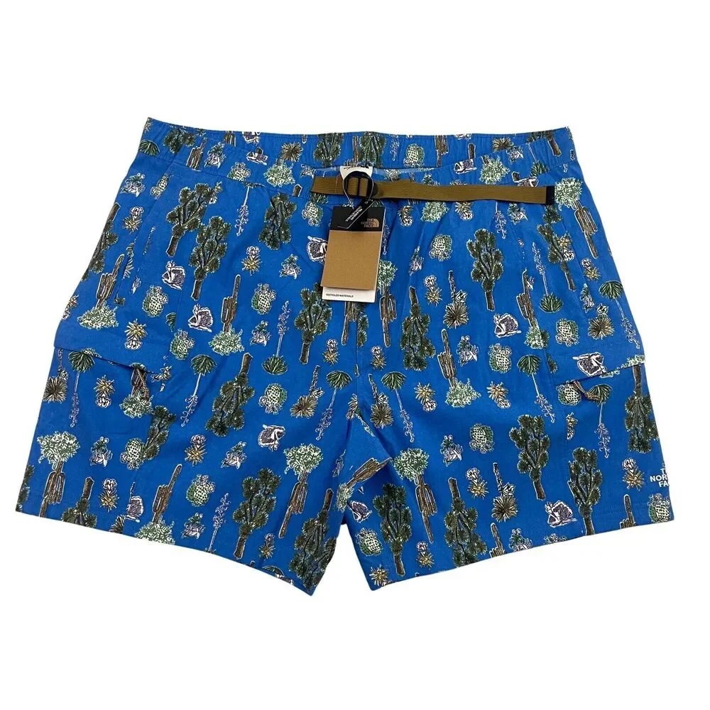 The North Face Shorts Mens XXL Blue Cactus Print Super Sonic Class V Belted NWT